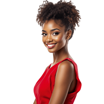 Beautiful african american woman in red dress png