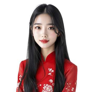 A woman in a red dress with long hair png