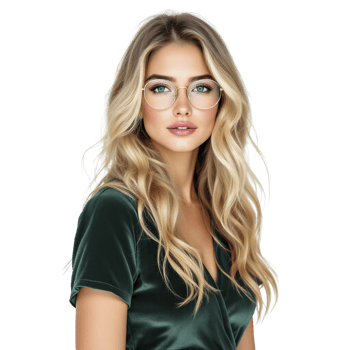 A beautiful blonde woman wearing glasses png