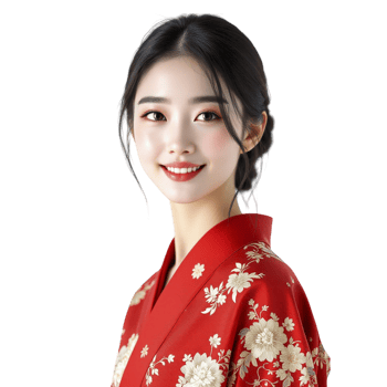 A beautiful young woman in a traditional kimono png