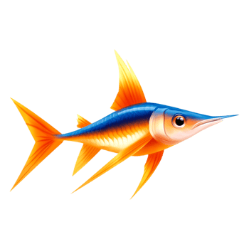 Colorful Exotic Fish Swimming in Clear Blue Water Background png