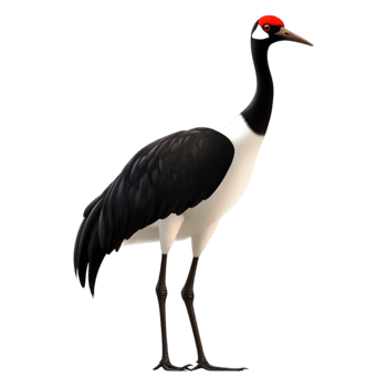 Elegant Black and White Crane Standing Gracefully in Nature Scene png