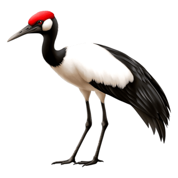 Elegant Crane with Red Crown and Striking png