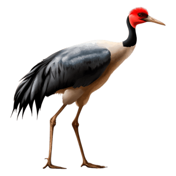 Majestic Crane Standing Gracefully in Nature with Colorful Plumage png