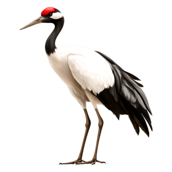 Graceful Red-Crowned Crane Standing on One Leg in Natural Habitat png