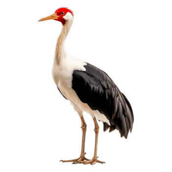 Majestic Crane Standing Gracefully with Striking Plumage and Colors png
