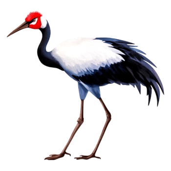 Elegant Red-Crowned Crane Standing Proudly with Vibrant Feathers png
