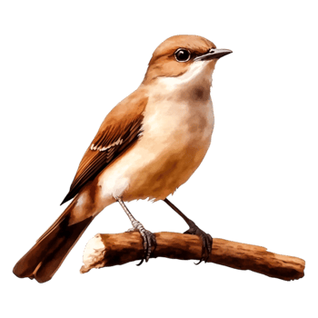 Detailed Illustration of a Small Brown Bird Perched Branch png
