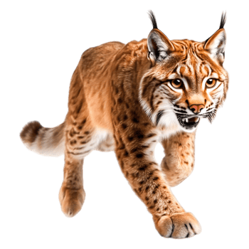 Striking Lynx Walking Through Forest Environment with Intensity png
