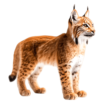 Majestic Lynx Standing Tall in Natural Habitat with Striking Gaze png