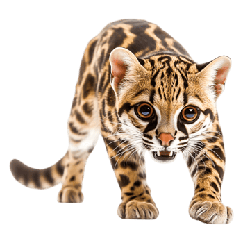 Playful Ocelot with Beautiful Spots in a Natural Stance png