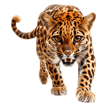 Majestic Leopard Walking with Intense Focus and Graceful Movement png