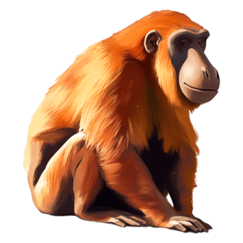 Orange Monkey Sitting Gracefully in a Jungle Environment png