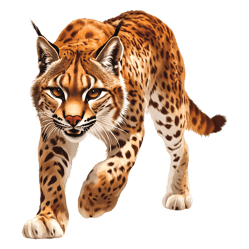 Majestic Lynx Walking Through a Forest Environment Illustrative Scene png