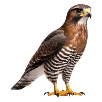 Striking Hawk with Bold Stripes and Detailed Feather Patterns png