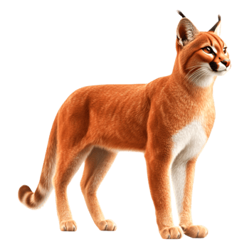 Realistic Caracal Cat Standing Proudly in Natural Pose png
