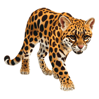 Realistic Digital Illustration of a Walking Leopard on png