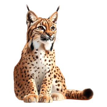 Realistic Illustration of a Lynx Sitting with Detailed Fur Texture png