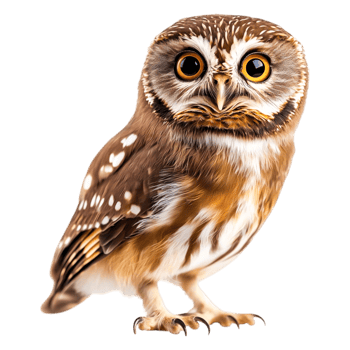 closeup of a Brown Owl with Distinctive Facial Features and Eyes png