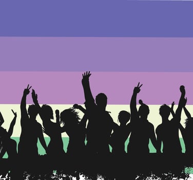Silhouette Dancing People Retro Art Design vector