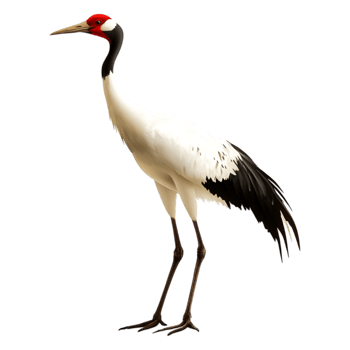Elegant Red-Crowned Crane Standing Gracefully in Nature Scene png
