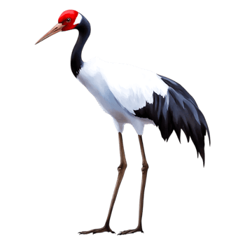 Elegant Red-Crowned Crane Standing Gracefully Against png