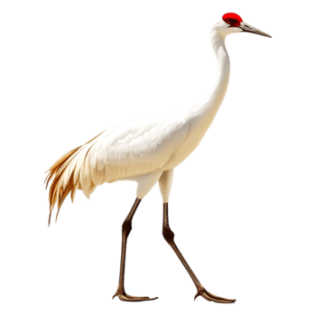 Elegant Red-Crowned Crane Walking Gracefully in a Natural Habitat png