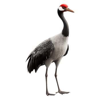 Elegant Bird with Stylish Red Crown and Graceful Black Feathers png