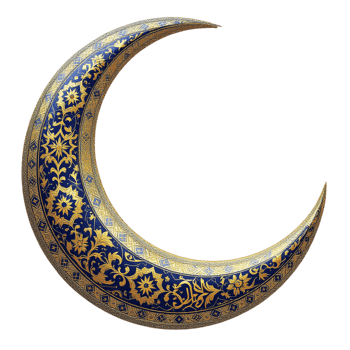 A crescent with gold and blue designs on it png