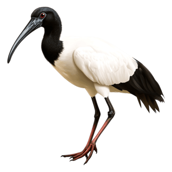 Elegant White and Black Bird with Long Beak Standing Gracefully png