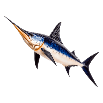 Vibrant Swordfish Swimming Elegantly in Clear Ocean Water png