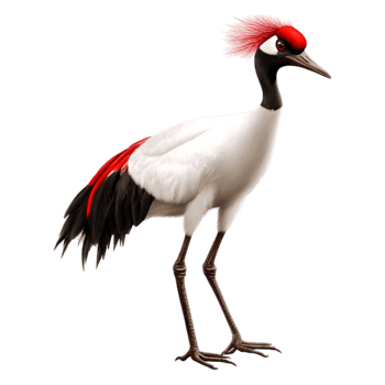 Graceful Red-Crowned Crane Standing Tall in Natural Habitat png