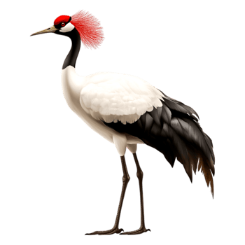 Elegant Red-Crowned Crane Standing Gracefully with Vibrant Plumage png