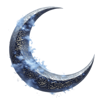 The crescent is surrounded by water and is islamic png