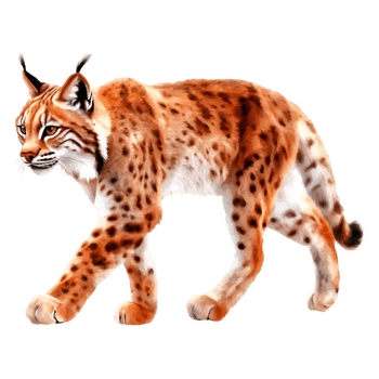 Realistic Lynx Walking in Wilderness with Beautiful Fur Details png