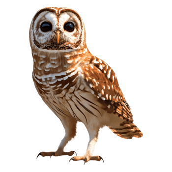 Realistic illustration of a standing owl with detailed feathers png