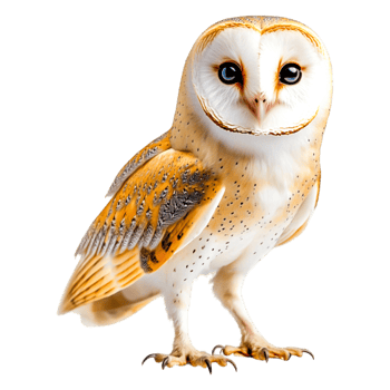 Captivating Barn Owl with Bright Eyes and Unique Feather Patterns png