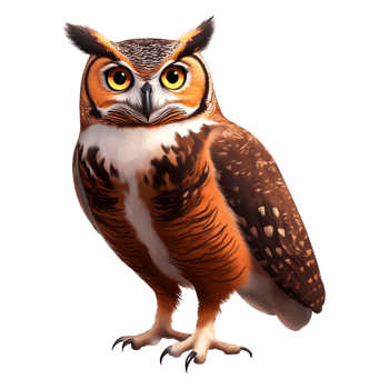 Majestic Brown Owl Displaying Captivating Features and Glorious Wings png