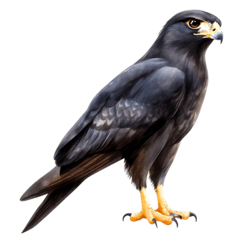 Majestic Black Falcon Perched Elegantly Against a Soft Background png
