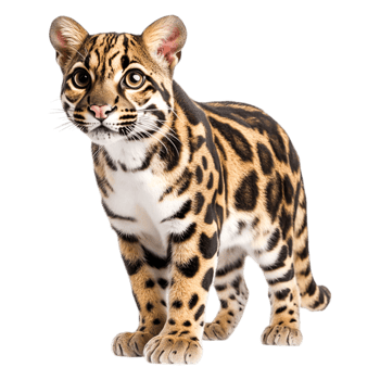 Adorable Young Leopard Cat Standing with Playful Expression png