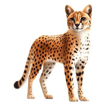 Realistic Illustration of a Serval Cat with Distinctive Spot Patterns png