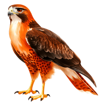 Majestic Red-tailed Hawk Perched with Vibrant Feathers and Stance png