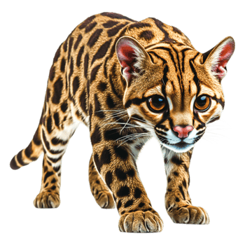 Detailed closeup of a Beautiful Wild Cat With Distinctive Spots png