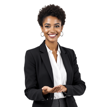 A smiling african american woman in a business suit png