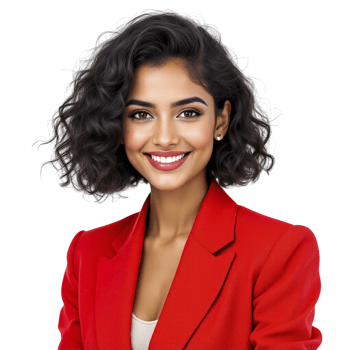 A beautiful young woman in a red blazer png