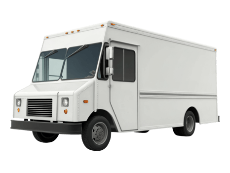 White delivery truck with simple design, ideal for transport and logistics png