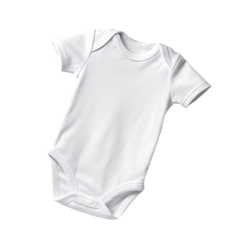 plain white baby onesie with short sleeves, perfect for infants. Ideal for customization or as gift png