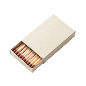 box of wooden matches with brown tips, neatly arranged inside png