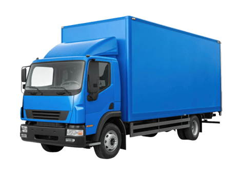 blue delivery truck with large cargo box, ideal for transportation needs png