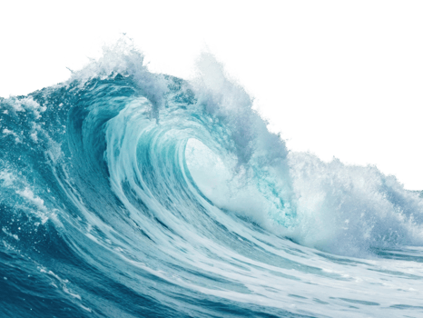 powerful ocean wave crashing with vibrant blue and white foam, showcasing nature beauty and energy png